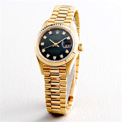 womens gold rolex with black|18k gold rolex with diamonds.